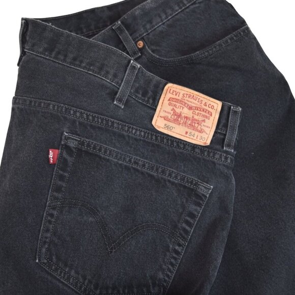 Levi’s 560 Black Jeans W54 L30 Comfort Fit Relaxed Faded Black - Picture 4 of 10